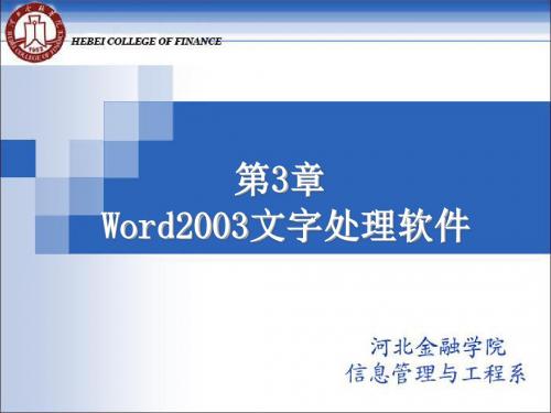 【精品】第3章Word2003文字处理软件