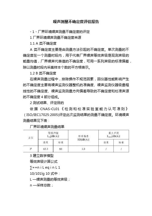 噪声测量不确定度评估报告