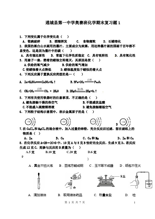 人教版湖北通城县第一中学奥赛班化学期末复习题1