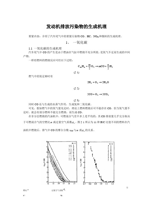 发动机排放污染物的生成机理