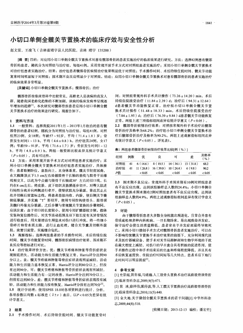 小切口单侧全髋关节置换术的临床疗效与安全性分析