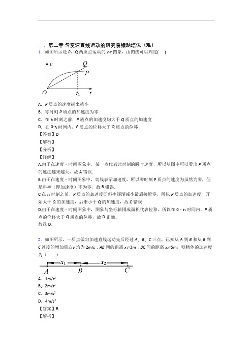 人教版物理高一上册 第二章 匀变速直线运动单元练习(Word版 含答案)