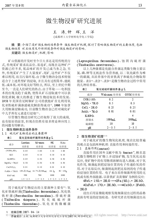 微生物浸矿研究进展