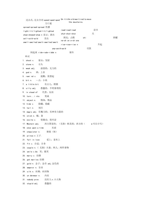 八年级下册英语单词词组句型