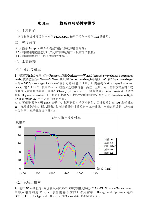 定量遥感实习三     植被冠层反射率模型