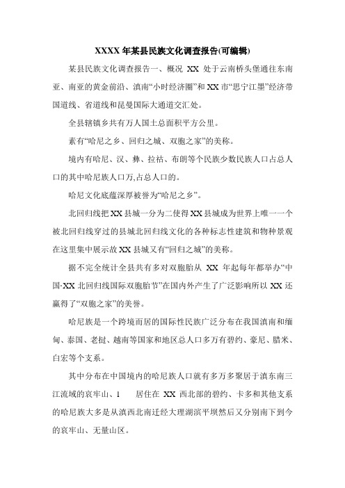 XXXX年某县民族文化调查报告(可编辑).doc