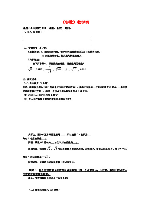 新冀教版八年级数学上册《实数》教学案