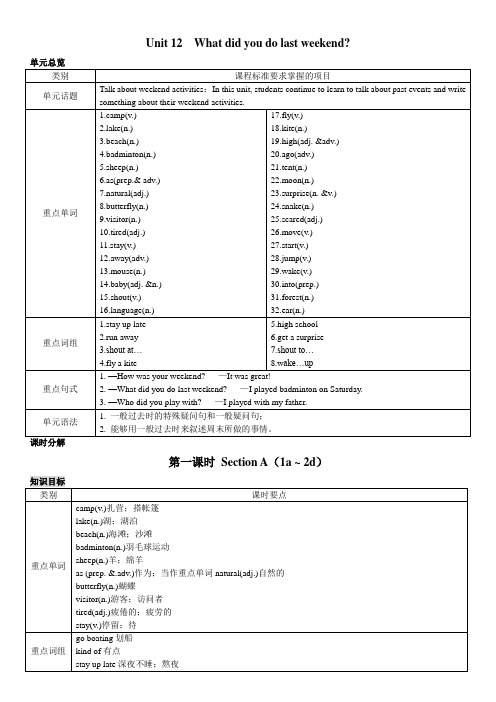 初中英语人教版七年级下册Unit 12  教学设计