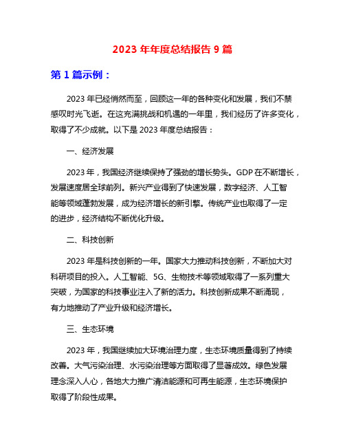 2023年年度总结报告9篇