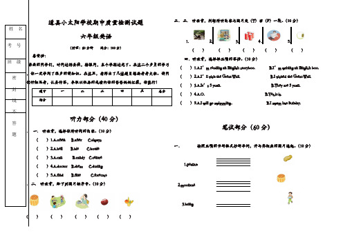 六年级上册英语试题-期中检测试题  湘少版(三起)  [精品]