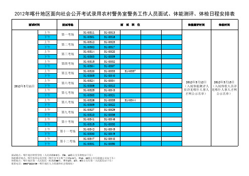 面试、体能测评、体检日程