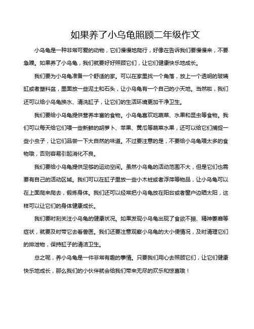 如果养了小乌龟照顾二年级作文