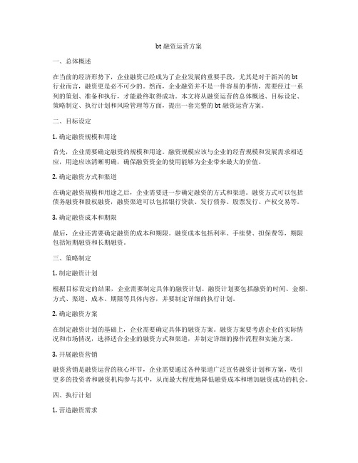 bt融资运营方案