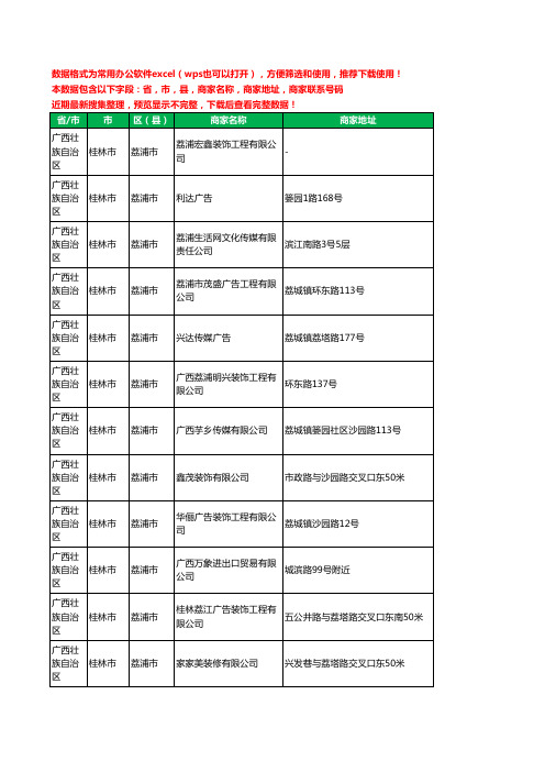 2020新版广西壮族自治区桂林市荔浦市广告有限公司工商企业公司商家名录名单黄页联系电话号码地址大全41家