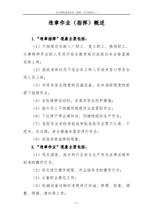 反习惯性违章作业(指挥)学习材料之二