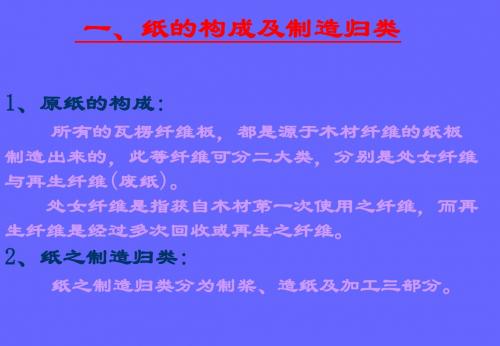 纸的构成与制造归类