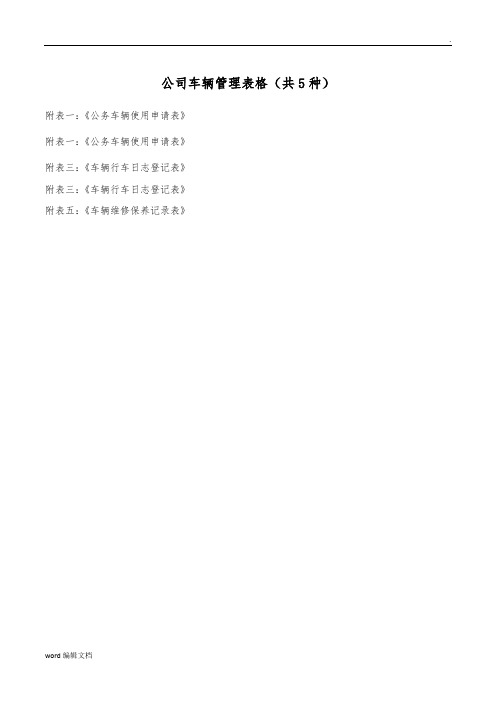 公司车辆管理表格(共种)