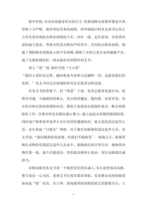 最新村党支部书记抗击疫情先进个人事迹材料