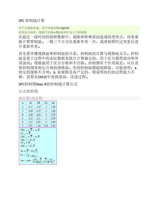 控制图上下线的计算方法