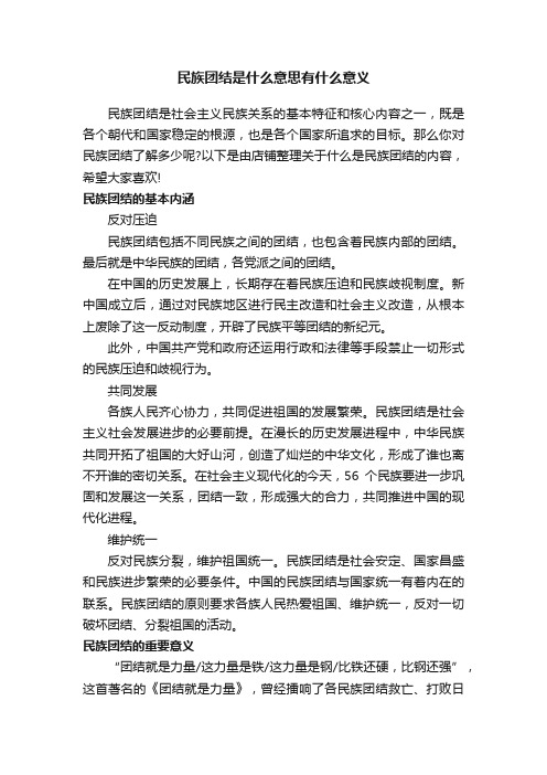 民族团结是什么意思有什么意义