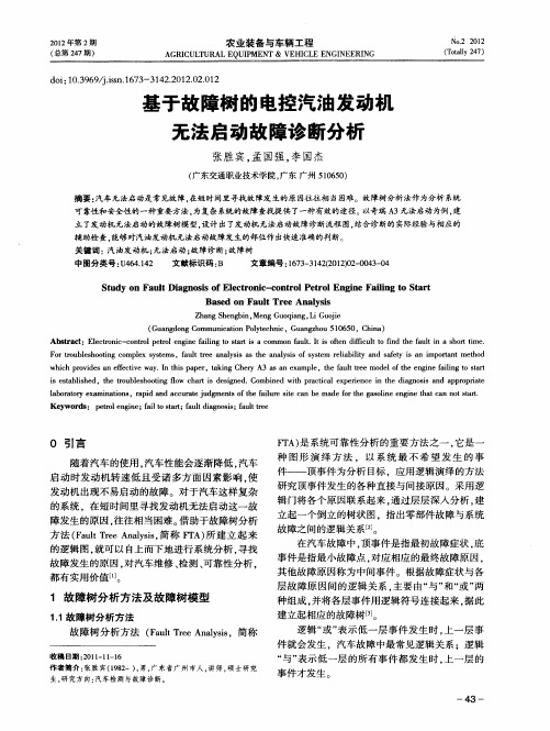 基于故障树的电控汽油发动机无法启动故障诊断分析