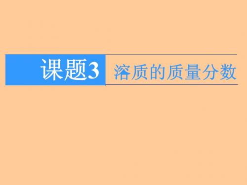 九年级化学(人教)下册：第9单元 课题3 溶质的质量分数(共24张PPT)