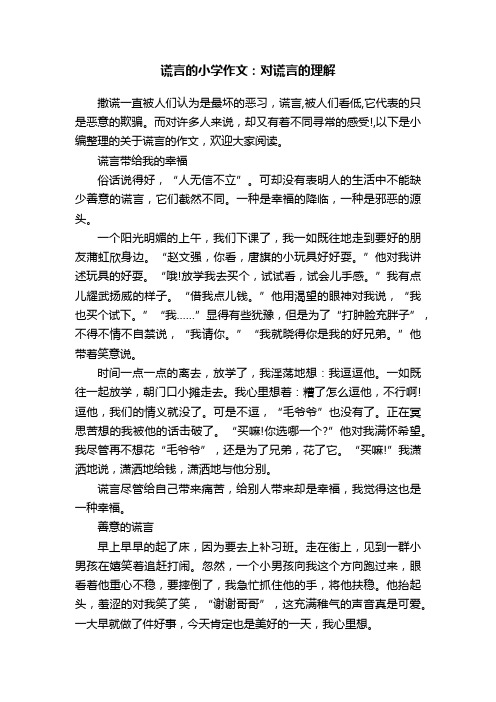 谎言的小学作文：对谎言的理解