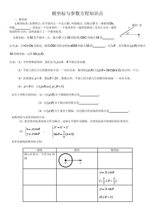 极坐标与参数方程知识点