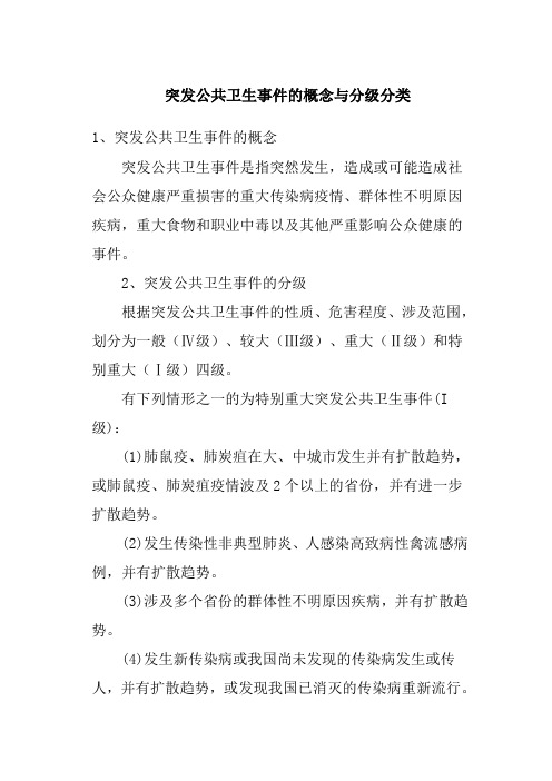 突发公共卫生事件的概念与分级分类