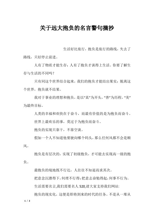 关于远大抱负的名言警句摘抄