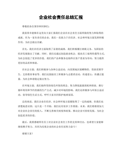 企业社会责任总结汇报