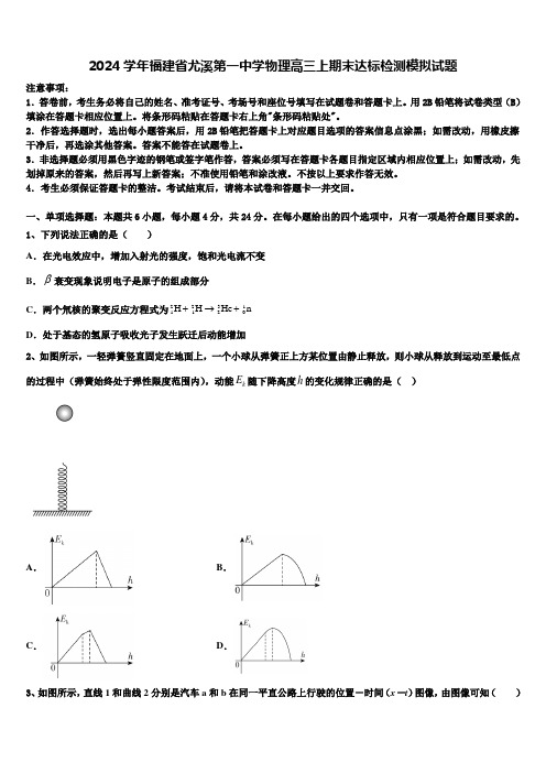 2024学年福建省尤溪第一中学物理高三上期末达标检测模拟试题含解析