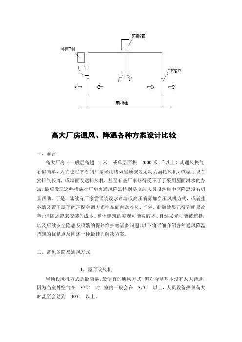 高大厂房通风、降温各种方案设计比较