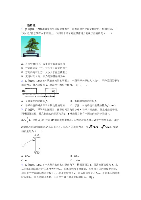 高中物理选修一第一章《动量守恒定律》检测题(有答案解析)