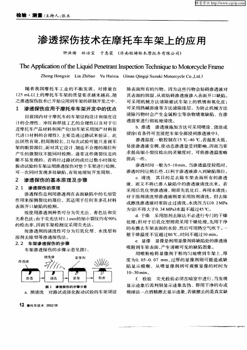 渗透探伤技术在摩托车车架上的应用