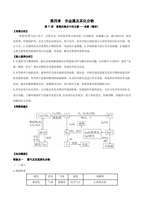 高中化学第12讲  富集在海水中的元素——卤素(精讲)-2022年一轮复习讲练测(解析版)