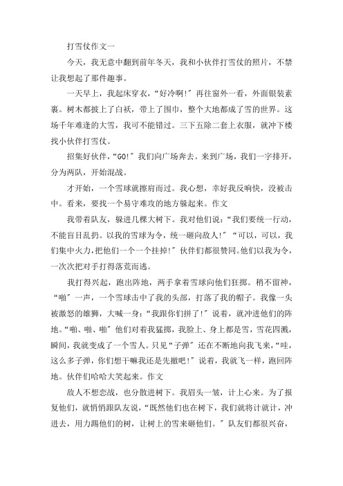 最新打雪仗的作文600字2020高二关于打雪仗的作文素材精选