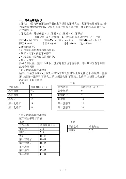 口腔基础知识Word版