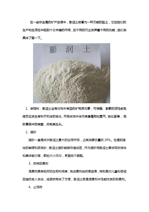 膨润土的作用与功效