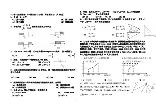 2014新七年级数学下册期末测试卷(绝对经典)带答案