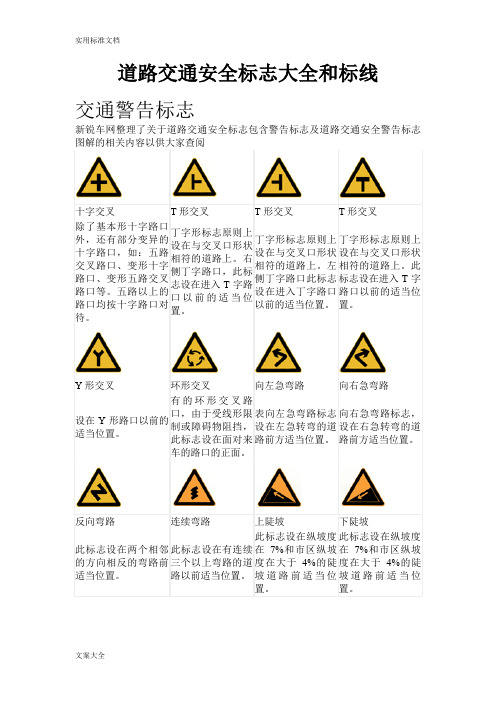 道路交通安全系统标志大全和标线