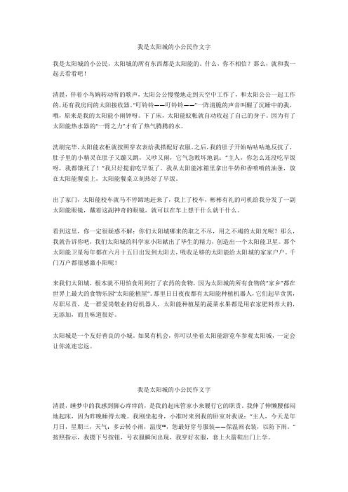 我是太阳城的小公民作文600字优选作文