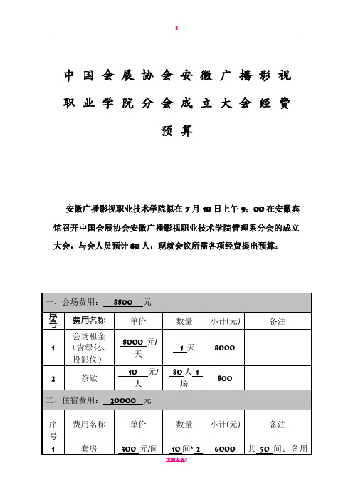 会议经费预算方案