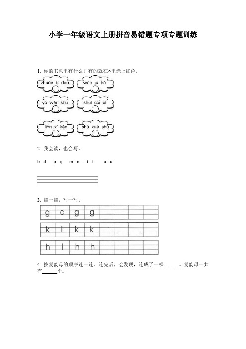 小学一年级语文上册拼音易错题专项专题训练