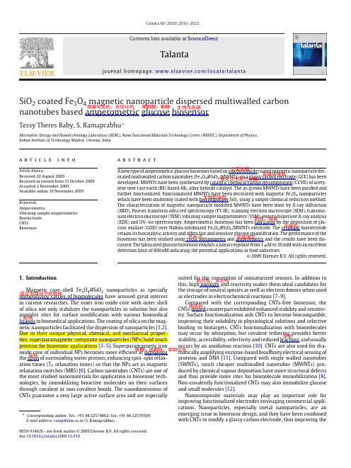 SiO2 coated Fe3O4 magnetic nanoparticle dispersed multiwalled carbon