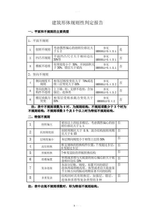 建筑形体规则性判定报告