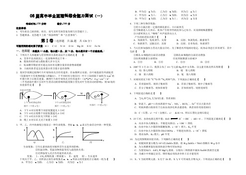 08届高中毕业班理科综合能力测试1.doc