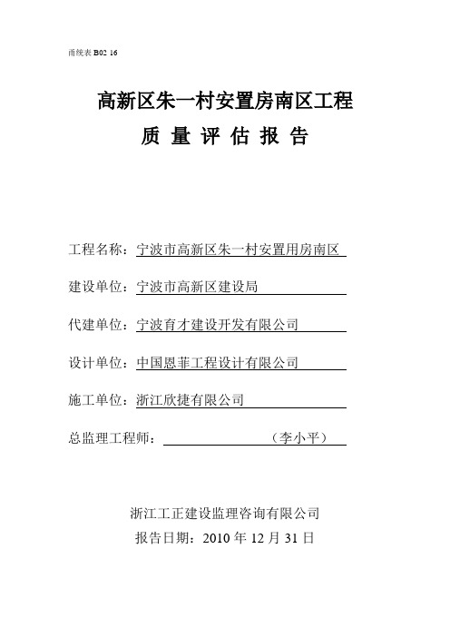 朱一村综合评估报告