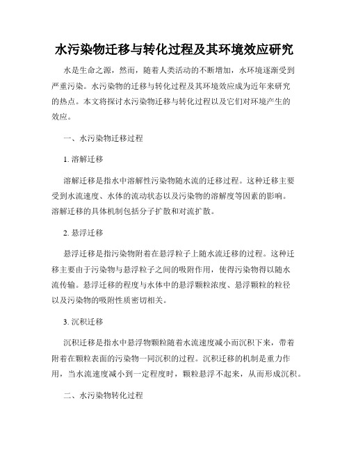 水污染物迁移与转化过程及其环境效应研究