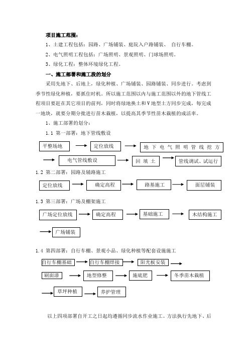 某小区环境绿化工程施工组织设计(园路、铺装、自行车棚、照明、花架)